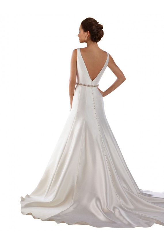 Chapel Train Ivory Sleeveless Mermaid V-Back Modern Wedding Dress Birmingham