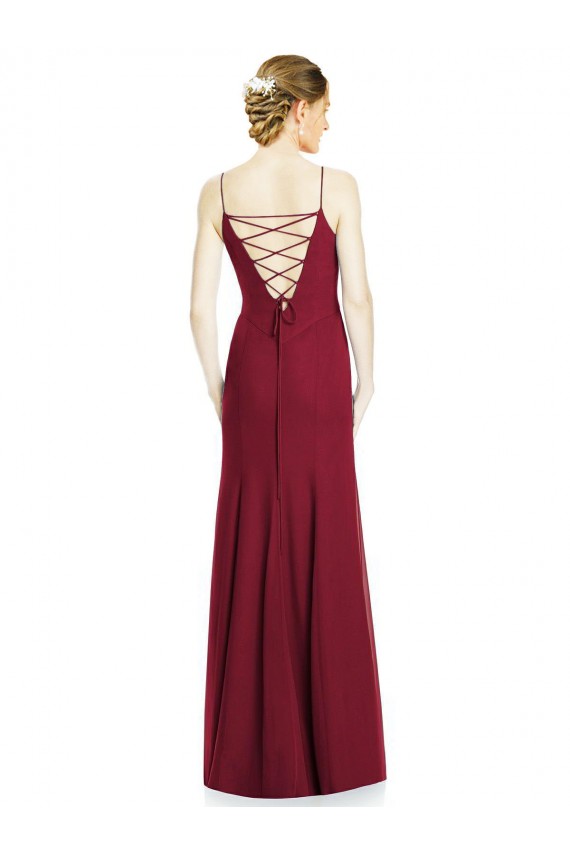 Long Burgundy Sleeveless Mermaid Soft Chiffon Bridal Party Dress Birmingham