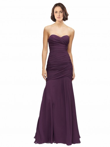 Long Grape Sleeveless Mermaid Bridesmaid Dress Birmingham