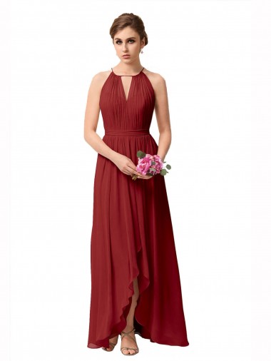 Burgundy Sleeveless A-Line High Low Bridesmaid Dress Birmingham