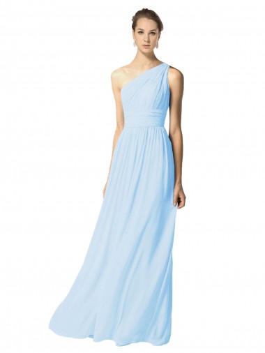 Long Light Sky Blue Sleeveless A-Line Soft Chiffon Bridesmaid Dress Birmingham