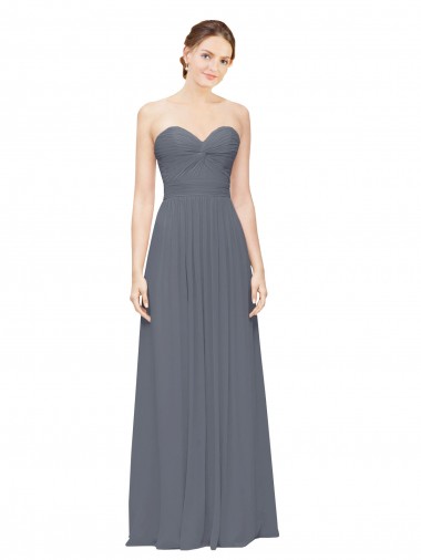 Long Slate Grey Sleeveless A-Line Bridesmaid Dress Birmingham