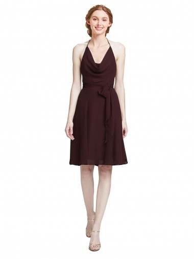 Knee Length Burgundy Gold Sleeveless A-Line Bridesmaid Dress Birmingham