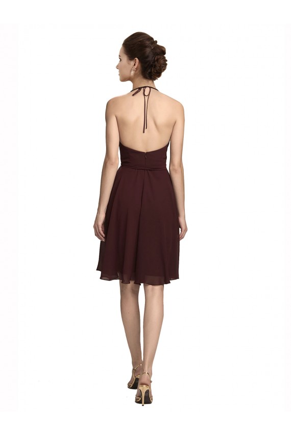 Knee Length Burgundy Gold Sleeveless A-Line Bridesmaid Dress Birmingham