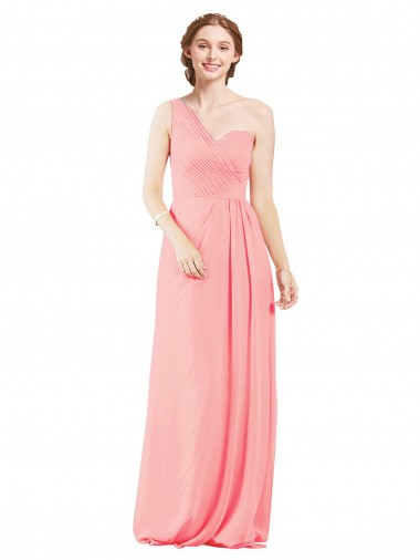 Long Salmon Sleeveless A-Line Soft Chiffon Bridal Party Dress Birmingham