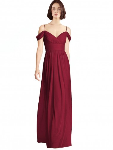 Long Burgundy Sleeveless A-Line Soft Chiffon Bridesmaid Dresses Birmingham