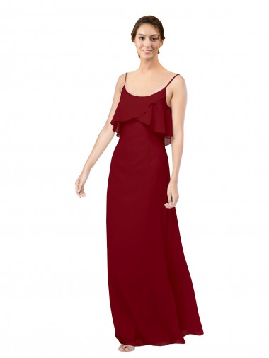 Long Burgundy Sleeveless Sheath V-Back Bridesmaid Dress Birmingham