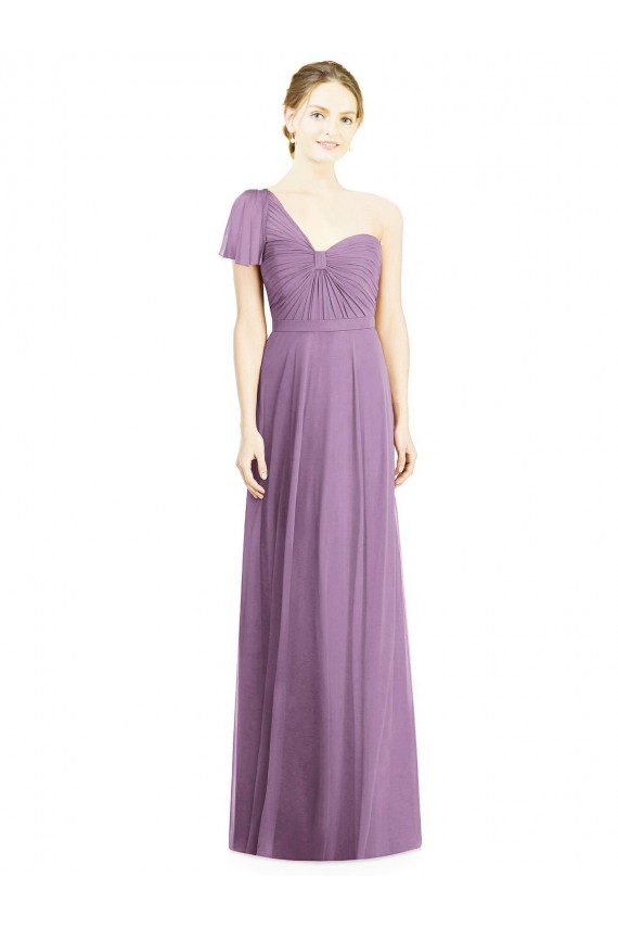 Long Dark Lavender Flutter Sleeves A-Line Open Back Formal Dress / Bridesmaid Dress Birmingham