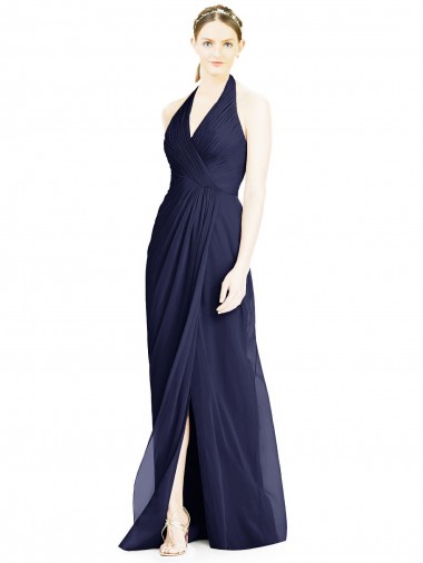 Long Dark Navy Sleeveless A-Line Open Back Formal Dress / Bridesmaid Dress Birmingham