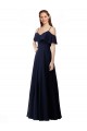 Long Dark Navy Sleeveless A-Line Soft Chiffon Bridesmaid Dress Birmingham