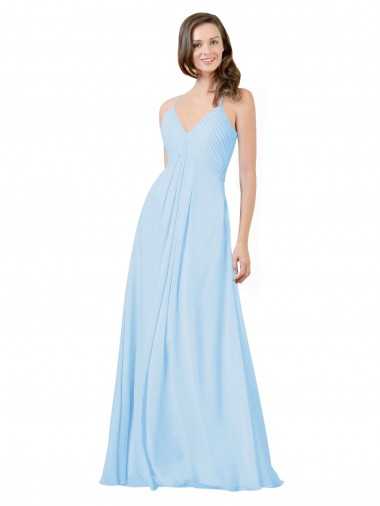 Long Light Sky Blue Sleeveless A-Line Keyhole Back Formal Dress / Bridesmaid Dress Birmingham