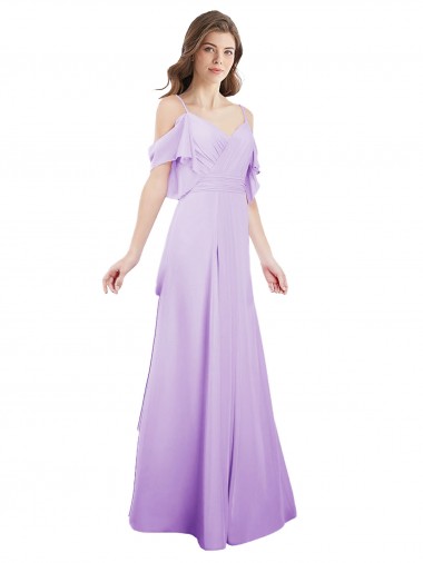 Long Lilac Cold Shoulder A-Line Formal Dress / Bridesmaid Dress Birmingham