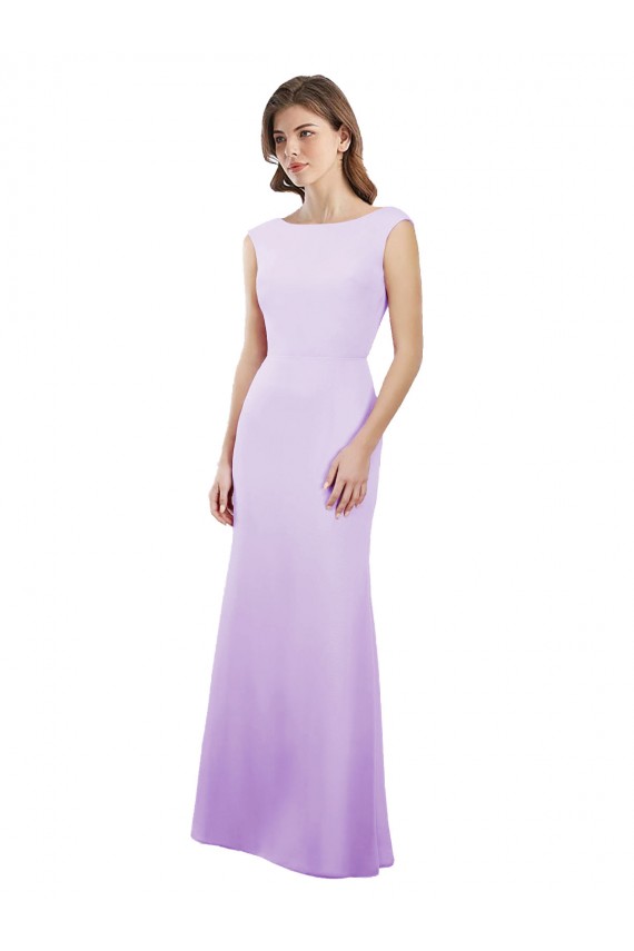 Long Lilac Cap Sleeves Column Open Back Bridesmaid Dress Birmingham