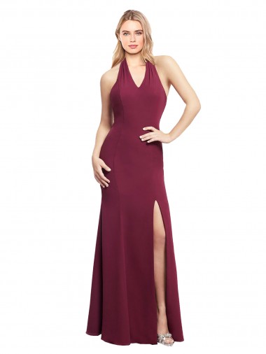 Long Burgundy Sleeveless Mermaid Open Back Bridesmaid Dress Birmingham