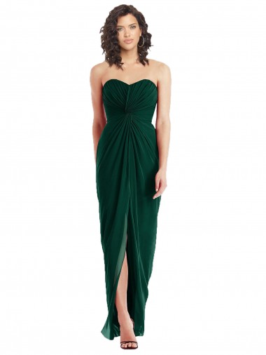 Long Ever Green Sleeveless A-Line Low Back Front Slit Bridesmaid Dress Birmingham