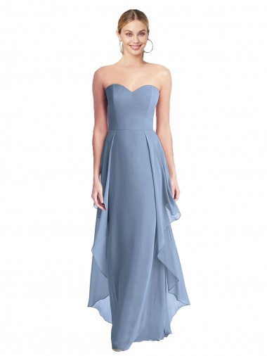 Long Dusty Blue Sleeveless A-Line Chiffon Formal Dress / Bridesmaid Dress Birmingham