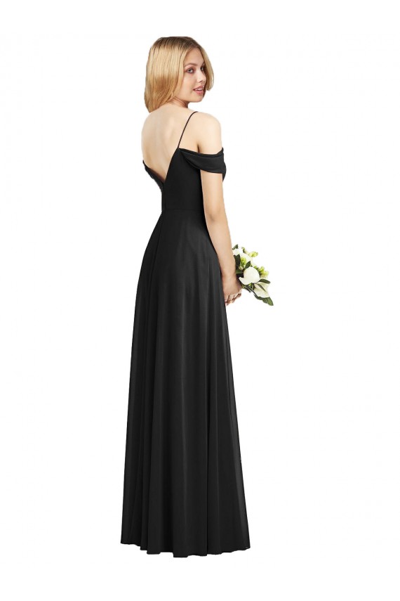 Long Black Cold Shoulder A-Line Semi Formal Evening Dress / Bridesmaid Dress Birmingham