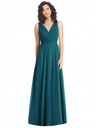 Long Hunter Sleeveless A-Line V-Back Wedding Party Dress Birmingham