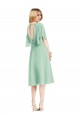 Knee Length Mint Green Flutter Sleeves A-Line Tie Back Bridesmaid Dress Birmingham