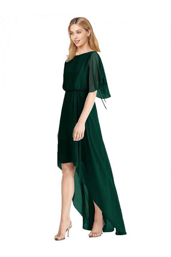 Ever Green Flutter Sleeves A-Line Tie Back High Low Bridesmaid Dress Birmingham