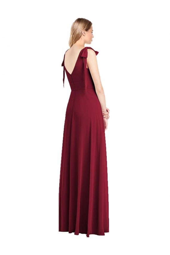 Long Coral Sleeveless Trumpet V-Back Bridesmaid Dress Birmingham