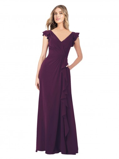 Long Grape Cap Sleeves A-Line Formal Dress / Bridesmaid Dress Birmingham