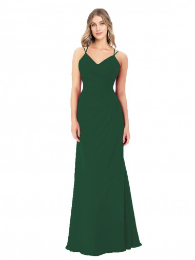 Long Dark Green Sleeveless A-Line Soft Chiffon Bridesmaid Dress Birmingham