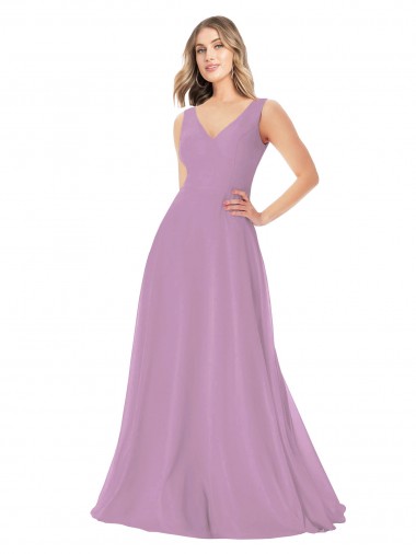 Long Dark Lavender Sleeveless A-Line Soft Chiffon Bridal Party Dress Birmingham