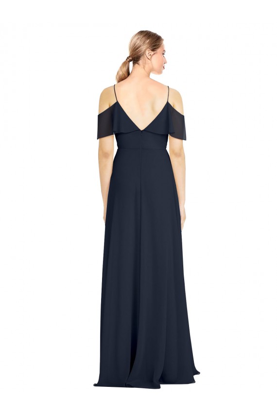 Long Dark Navy Sleeveless A-Line V-Back Bridesmaid Dress Birmingham