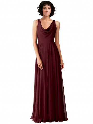 Long Burgundy Gold Sleeveless A-Line V-Back Bridesmaid Dress Birmingham