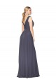 Long Dusty Blue Sleeveless A-Line V-Back Formal Evening Gown / Prom Dress / Bridesmaid Dress Birmingham