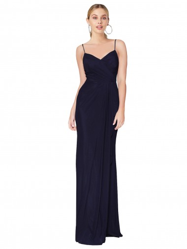 Long Dark Navy Sleeveless Mermaid V-Back Bridesmaid Dress / Formal Dress Birmingham