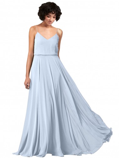 Long Light Sky Blue Sleeveless A-Line Low Back Formal Dress / Bridesmaid Dress Birmingham