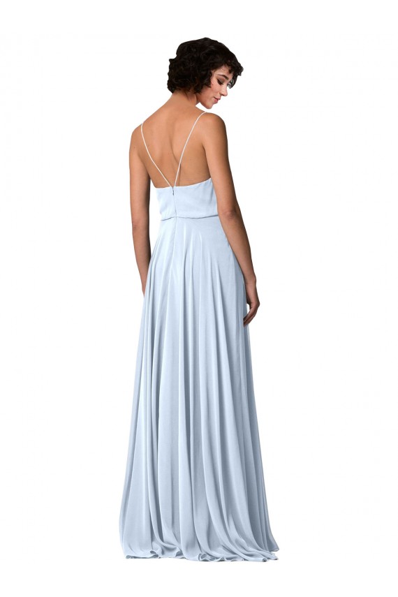 Long Light Sky Blue Sleeveless A-Line Low Back Formal Dress / Bridesmaid Dress Birmingham