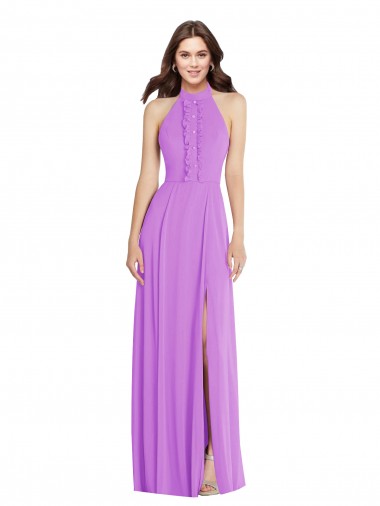 Long Violet Sleeveless A-Line Open Back Formal Evening Gown / Bridesmaid Dress Birmingham