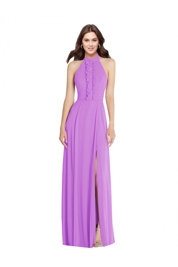 Long Violet Sleeveless A-Line Open Back Formal Evening Gown / Bridesmaid Dress Birmingham