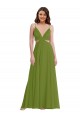 Long Olive Green Sleeveless A-Line Open Back Plus Size Evening Gown / Bridesmaid Dress Birmingham