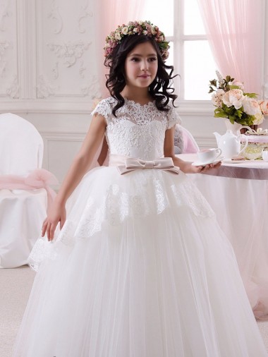 Long Ivory Sleeveless Ball Gown Flower Girl Dresses Birmingham