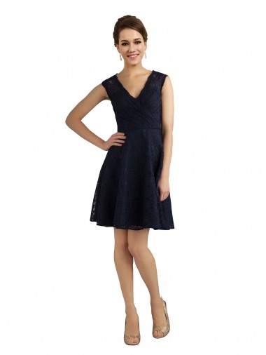 Knee Length Dark Navy Sleeveless A-Line Bridesmaid Dress / Evening Dress Birmingham