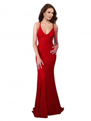 Long Red Sleeveless Mermaid Open Back Formal Dress / Bridesmaid Dress Birmingham