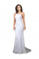 Sweep Train White Sleeveless Sheath Open Back Lace Wedding Dress Birmingham