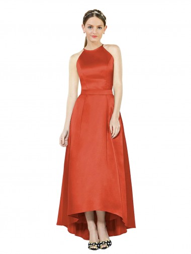 Spice Red Sleeveless A-Line High Low Bridesmaid Dress Birmingham