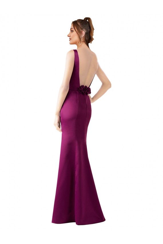 Long Merlot Sleeveless Sheath Open Back Black Tie Evening Gown / Prom Dress / Bridesmaid Dress Birmingham