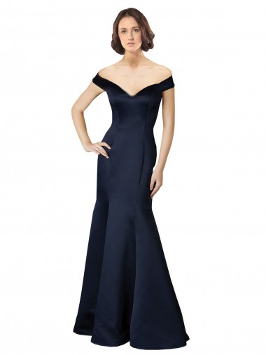 Long Dark Navy Cap Sleeves Mermaid Prom Dress / Bridesmaid Dress Birmingham