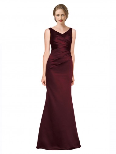 Long Burgundy Sleeveless A-Line Low Back Black Tie Evening Gown / Prom Dress / Bridesmaid Dress Birmingham