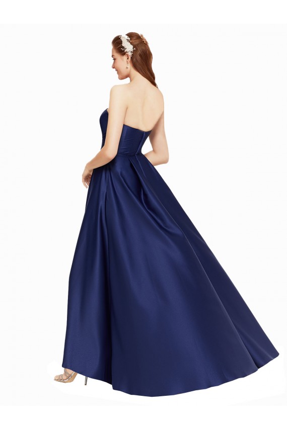 Long Dark Navy Sleeveless A-Line Low Back High Low Evening Gown / Prom Dress / Bridesmaid Dress Birmingham