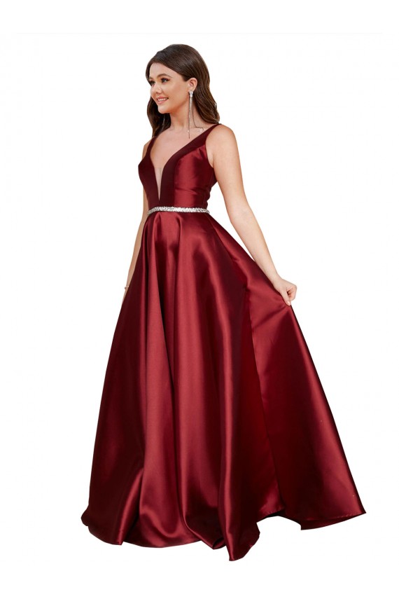 Long Burgundy Sleeveless A-Line V-Back Formal Plus Size Evening Gown / Prom Dress / Bridesmaid Dress Birmingham