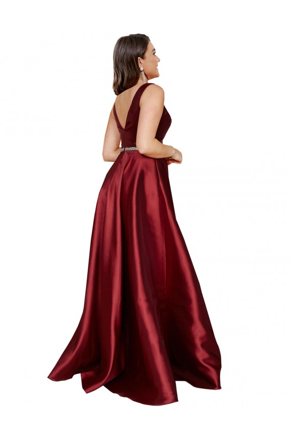 Long Burgundy Sleeveless A-Line V-Back Formal Plus Size Evening Gown / Prom Dress / Bridesmaid Dress Birmingham