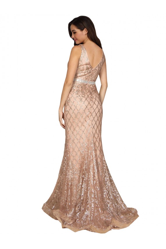 Long Rose Gold Sleeveless Mermaid V-Back Formal Plus Size Evening Gown / Prom Dress / Bridesmaid Dress Birmingham