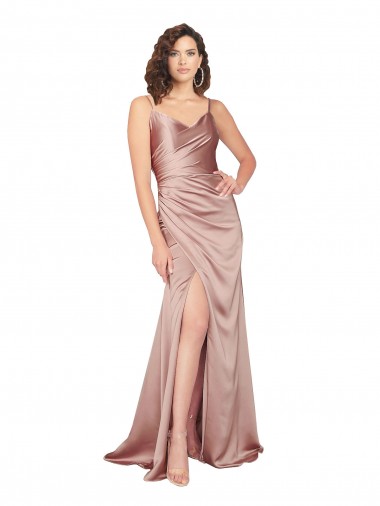 Long Dusty Pink Sleeveless Sheath V-Back Black Tie Evening Gown / Prom Dress / Bridesmaid Dress Birmingham